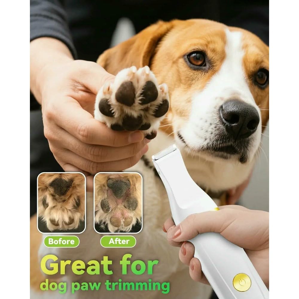 DYRBF - Kit de aseo eléctrico para perros de bajo ruido con recortador de patas, cortaúñas recargables para mascotas, tijeras de acero inoxidable y peine