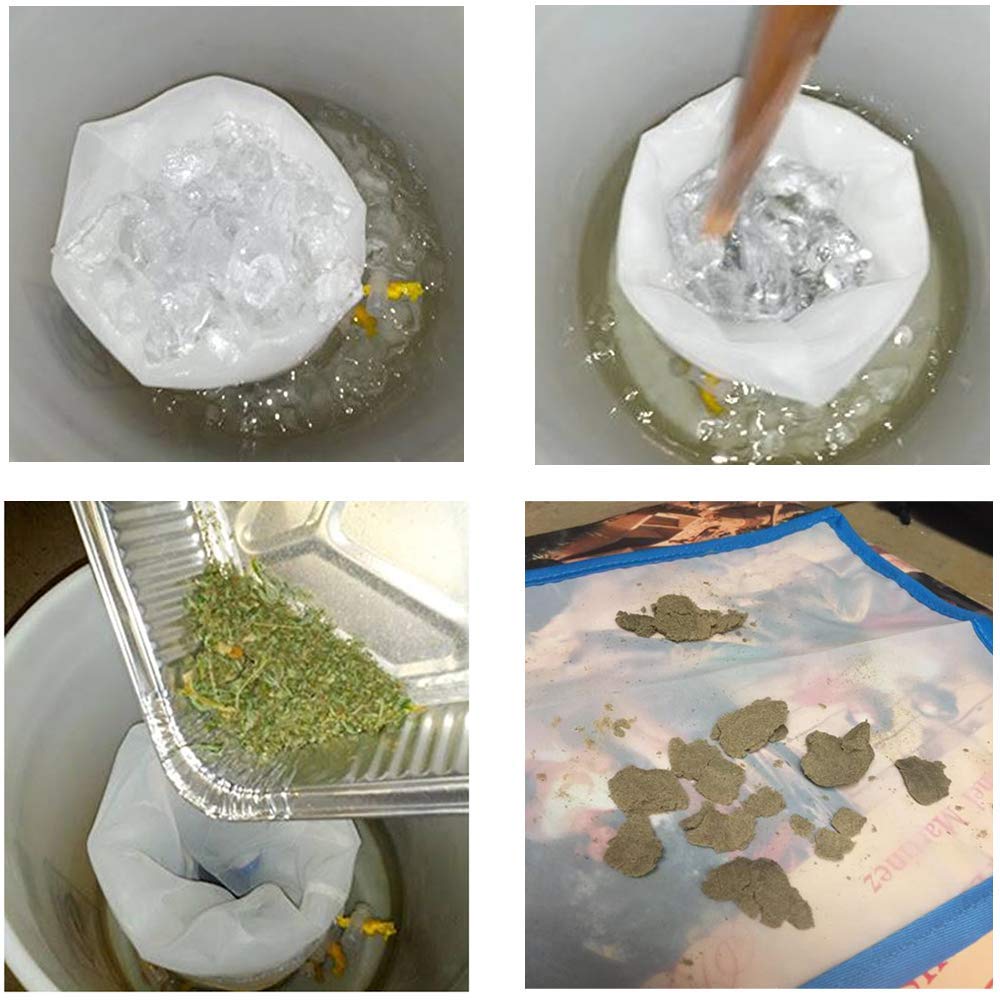 G-LEAF All Mesh Bubble Bag 1 galón 4 bolsas de burbujas de hielo para hierbas Kit extractor, sobres acolchados para todas las bolsas de malla, bolsas de extracción con filtro de presión y bolsa de