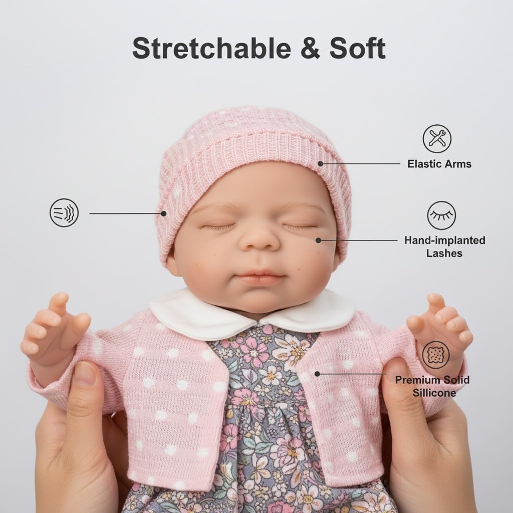 Anano 30 CM Muñecas Reborn Silicona Completa Realista para Niños 3 Años