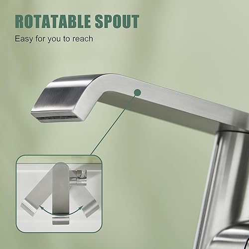 Miniatura 10 de TONNY Grifo de baño negro, grifo de baño de cascada de un solo agujero, grifo de baño negro mate de una sola manija para fregadero 1 agujero con