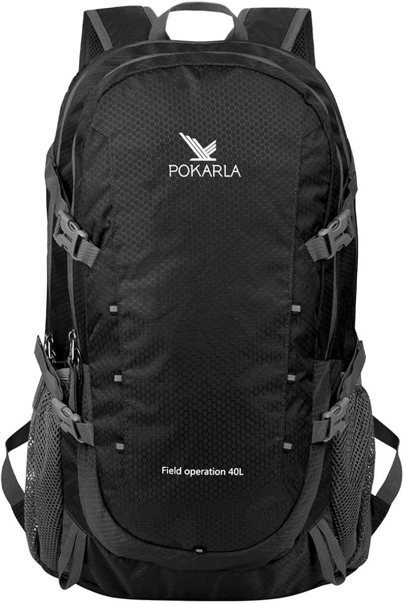 POKARLA 40L Hiking Backpack Lightweight Packable Water Resistant Travel Daypack