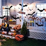 YUJUN Halloween Hanging Bats 12 Pieces 3D Realistic Scary Large Fake Black Hanging Flying Bat Spooky for Yard Sign Outdoor Indoor Lawn Decorations(3 Style)