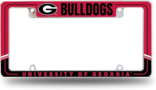 Rico Industries NCAA Georgia Bulldogs Two-Tone 12" x 6" Chrome All Over Automotive License Plate Frame for Car/Truck/SUV