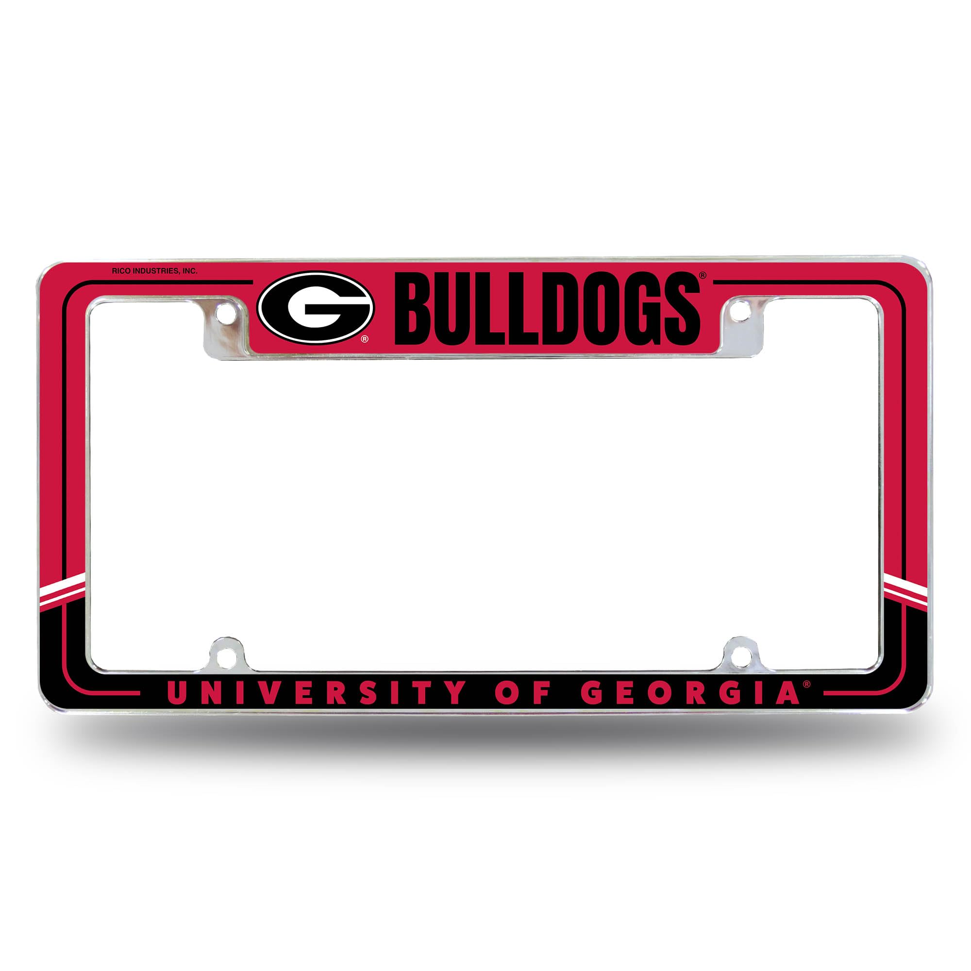Rico Industries NCAA Georgia Bulldogs Two-Tone 12" x 6" Chrome All Over Automotive License Plate Frame for Car/Truck/SUV