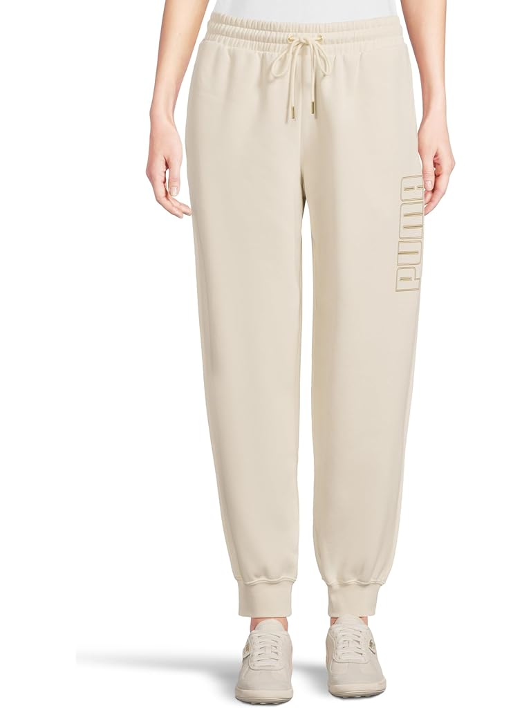 White PUMA Maximal Metallic Comfort Fleece Sweatpants