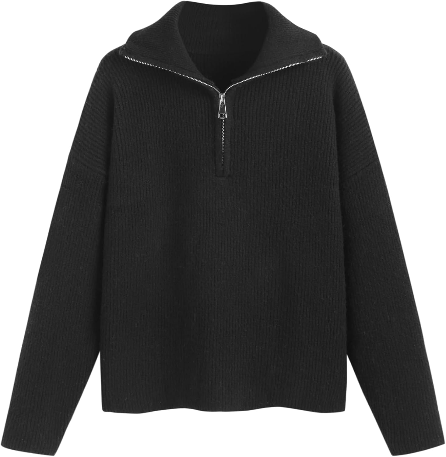 CIDER Quarter Zip Pullover Sweaters for Women Trendy V Neck Long Sleeve Fall Sweaters Solid Knit Chunky Sweater