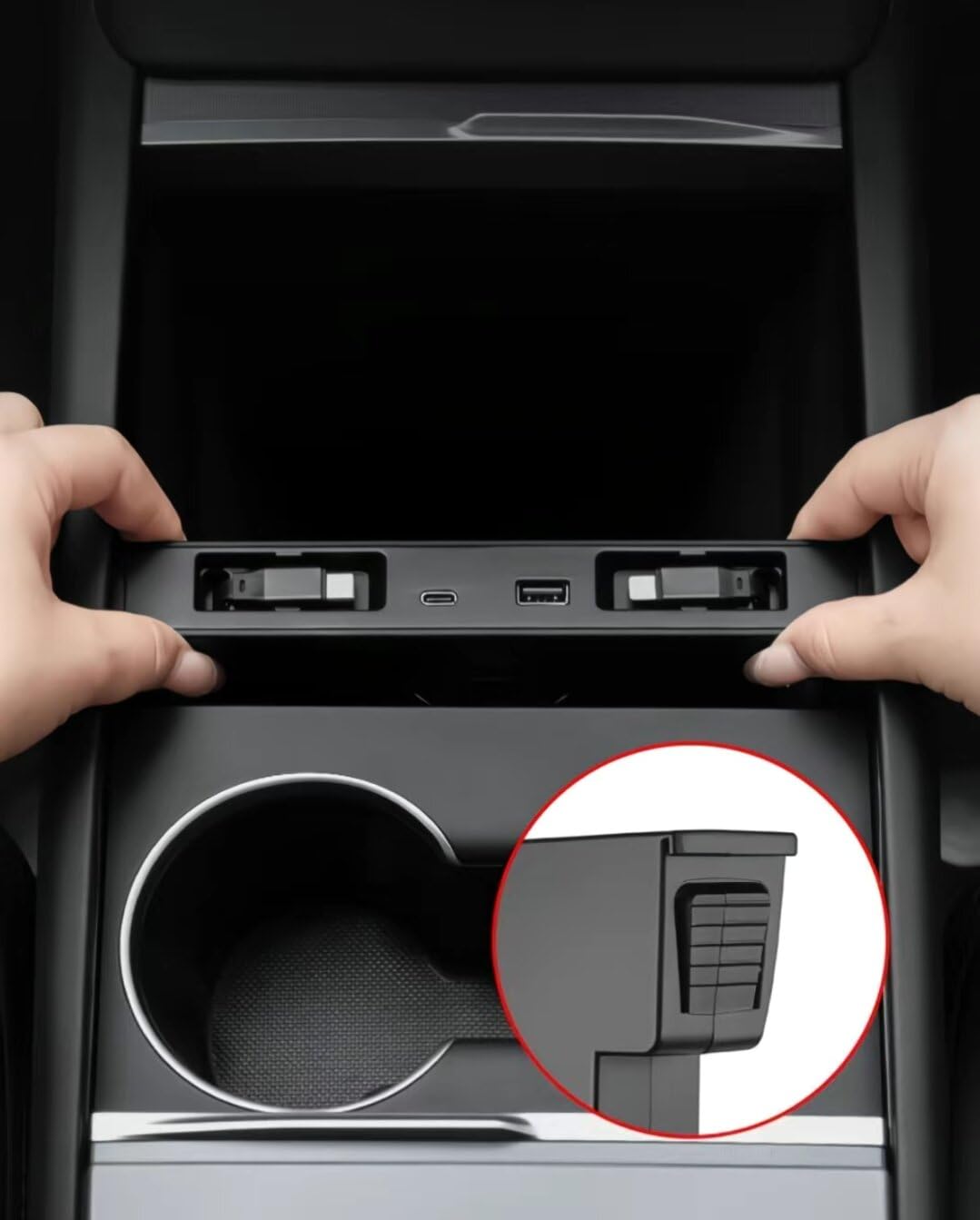 Cargador USB Hub de coche para Tesla Model Y Juniper 2025-2026 & Model 3 Highland 2024-2026,Soporte de carga rápida USB-C,Accesorio Apto para Adaptador de Consola Central de Tesla,Concentrador USB