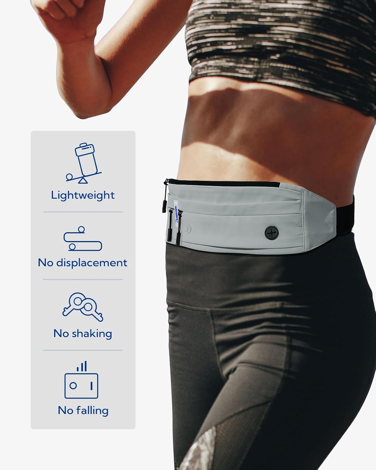 WATERFLY Running Belt Fanny Pack: Runner Marathon Jogging Waist Pack Sport Workout Exercise Fitness Phone Holder Belt for Men Women Jogger Slim Waistband - Image 5