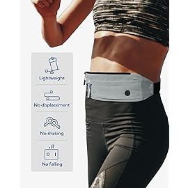 WATERFLY Running Belt Fanny Pack: Runner Marathon Jogging Waist Pack Sport Workout Exercise Fitness Phone Holder Belt for Men Women Jogger Slim Waistband Black