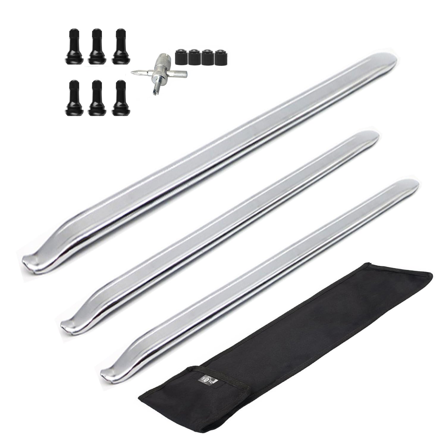 Dr.Roc 1 x 19.5 inch 2 x 15.5 inch Straight Mount and Demount Tire Irons with 6 x TR413 Valve Stems Set Motorcycle Dirt Bike Lawn Mower ATV UTV Tire Changing Tools Tire Spoons Tire Levers