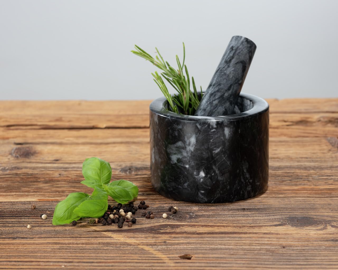 WENKO Mortier en marbre pour hacher les herbes et les épices, noir