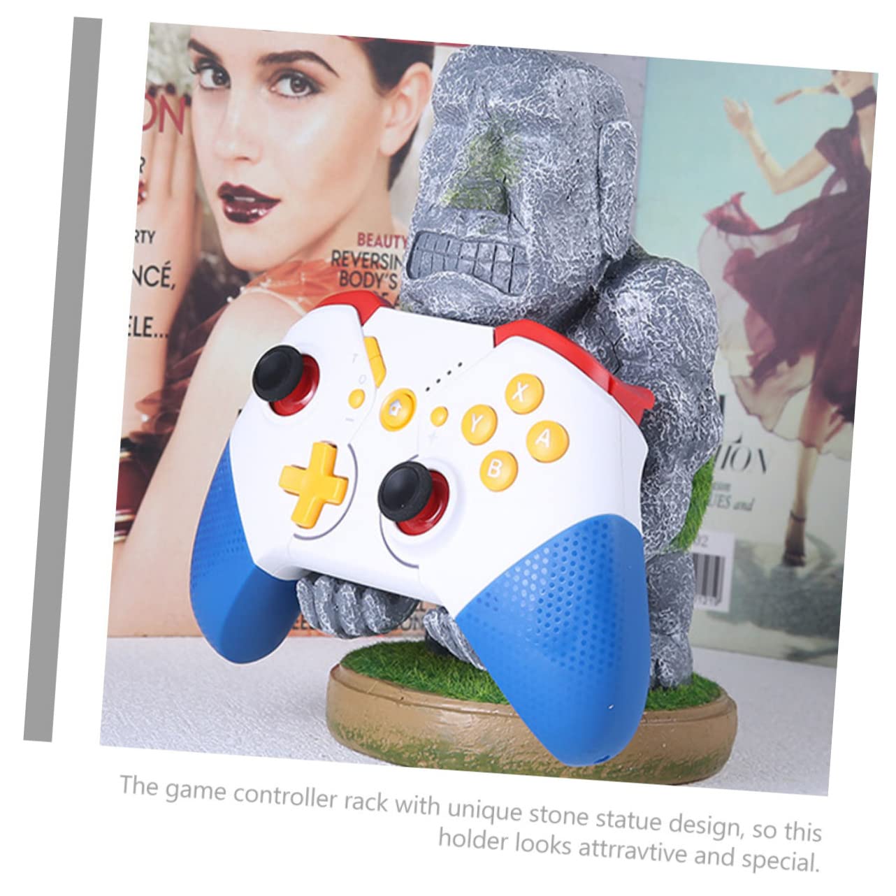 Mikikit Controller Accessorio per a Supporto Forma Gioco Resina in di Statua Moai, Decorativo Pratico Unico Scrivania e Casa Gamer