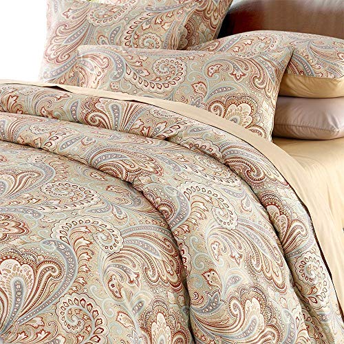 USTIDE 3-Piece Paisley Gold Duvet Cover Pillowcase Set Bedding Super Soft Egyptian Cotton Quilt Cover Bedding Bedroom Superking Size - Image 2