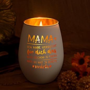 Joymaking Tea Lights with Engraving - Mama Ich Habe versucht Finden Gifts for Mothers Mum Candles Mother's Day Mum Gifts Lanterns Candle Holder White