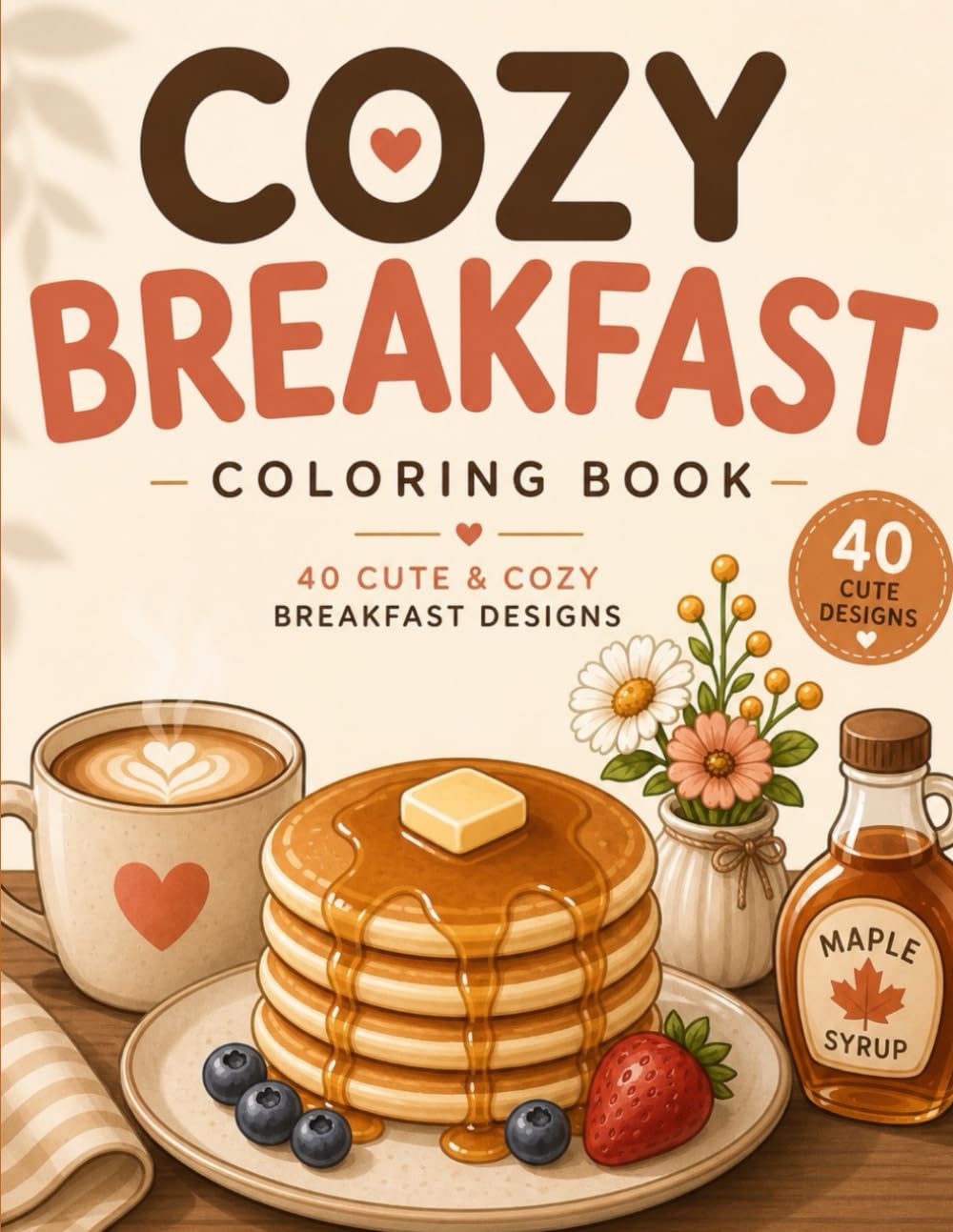 Cozy Breakfast Coloring Book: 40 Cute & Cozy Breakfast Designs for Relaxation and Stress Relief