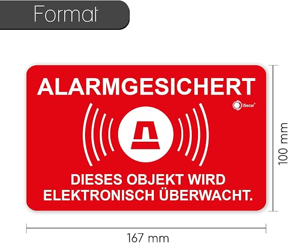 iSecur hin077 Set of 5 Alarm Secured Stickers 16.7 x 10 cm Exterior