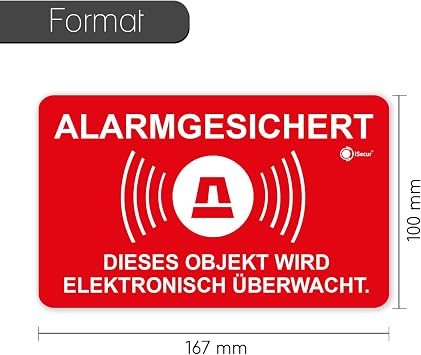 iSecur hin077 Set of 5 Alarm Secured Stickers 16.7 x 10 cm Exterior