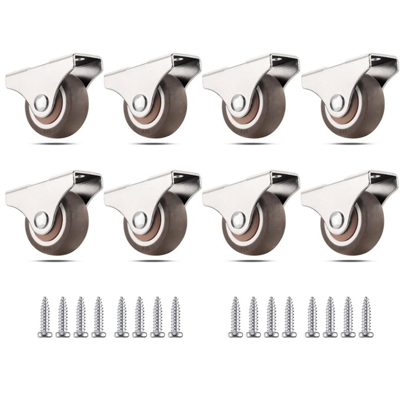 4 pièces 1 pouce petites roulettes profil bas roue en caoutchouc souple roulette Mini rigide silencieuse roulette for tiroir de chariot(8pcs-screw)