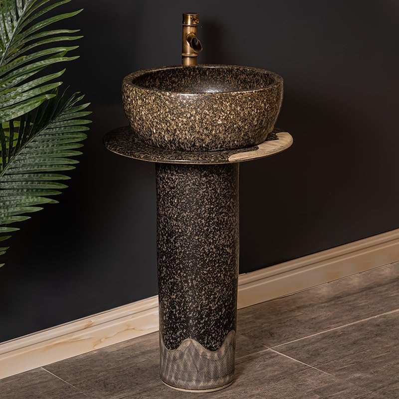 Bathroom Countertop Vessel Sink Home Balcony Column Sink Wash Basin Ceramic Hotel Pedestal Sink Vanity