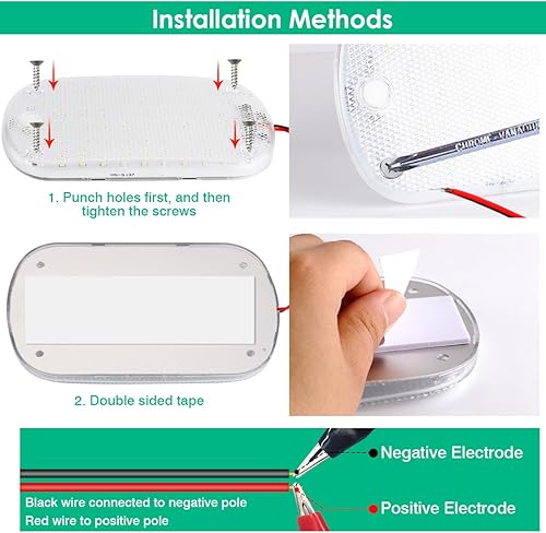 Miniatura 5 de T6 Lámpara LED de techo para caravana, paquete de 2 luces interiores de 12 voltios CC con interruptor de encendidoapagado, súper brillante, 60 leds,