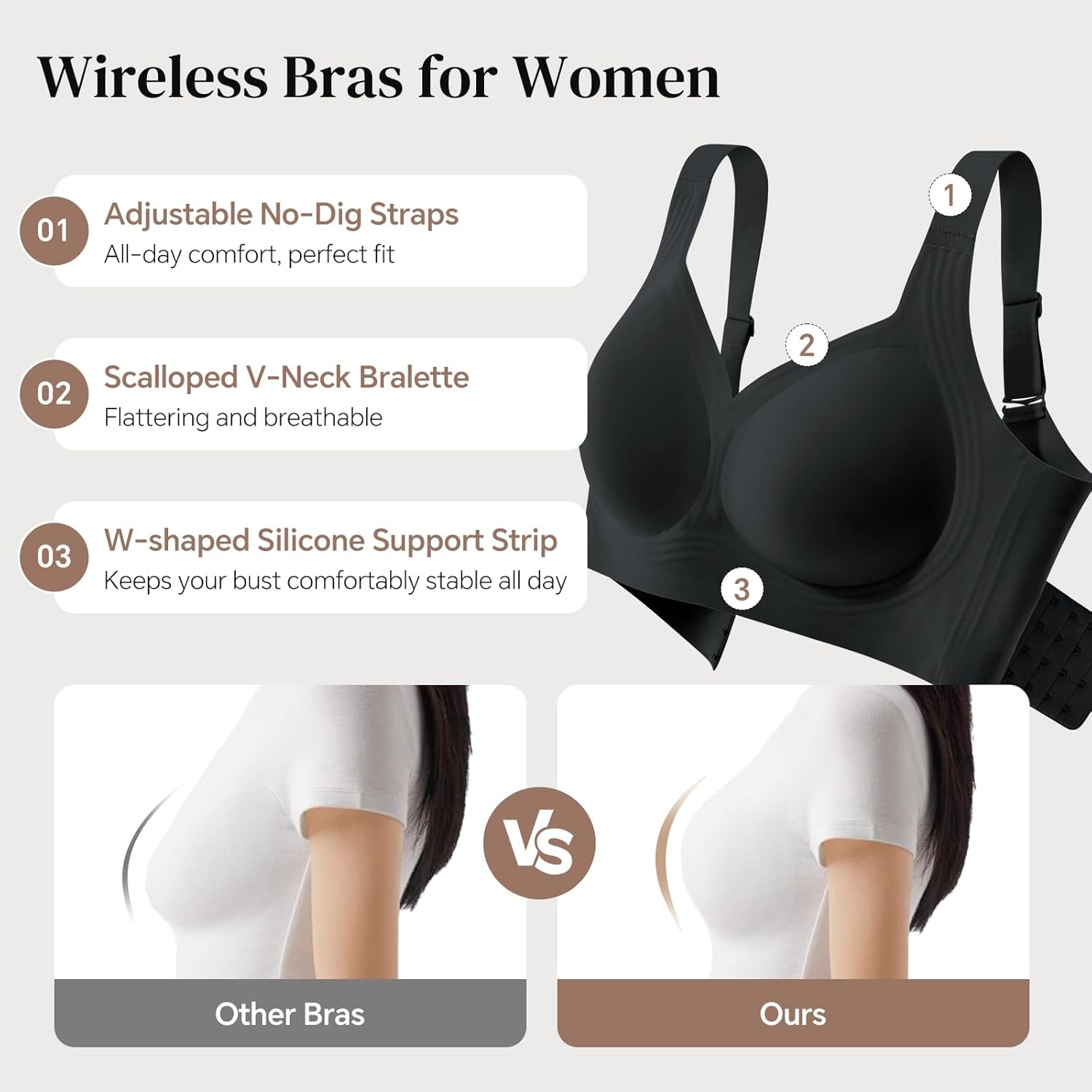 UIMERO Bras for Women No Underwire, Seamless Supportive Wireless Bra, Minimizer Womens Bras, Full Coverage T-Shirt Bra - Image 5
