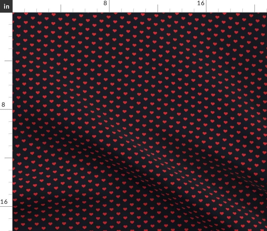 Spoonflower Fabric - Hearts Red Black Valentine Printed on Petal Signature Cotton Fabric by The Yard - Sewing Quilting Apparel Crafts Decor