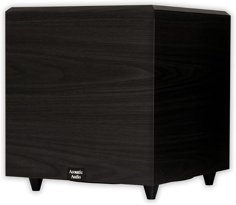 Acoustic Audio PSW-12 subwoofer activo de 500 vatios y 12 pulgadas con disparo hacia abajo (negro)