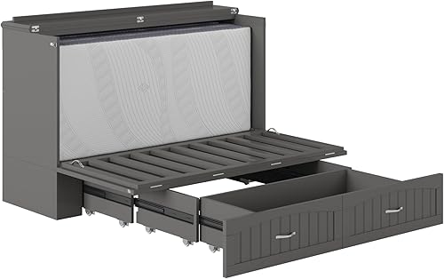 Miniatura 10 de AFI, Southampton Murphy - Cómoda de cama tamaño Queen con colchón de 6 pulgadas, cajón de almacenamiento y cargador USB integrado, color gris