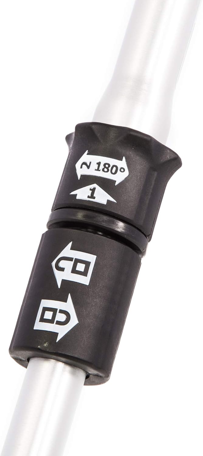 Close-up of the shaft adjustment mechanism on the Greenworks string trimmer
