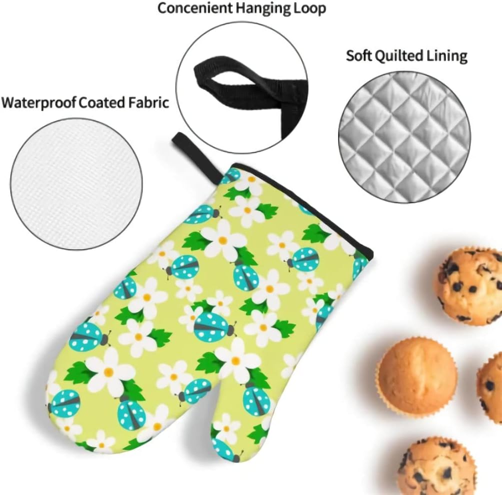 Oven Mitts and Pot Holders Set 4pc Thicken Heat-Resistant Gloves and for Baking Cooking