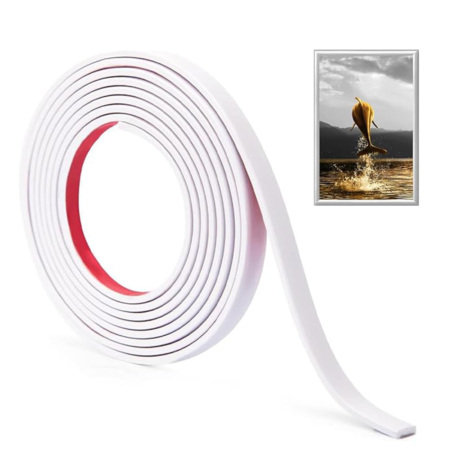 Edging Strip, 3 Meters Peel and Stick Trim White Flexible Moulding Trim White Flexible PVC Self Adhesive Moulding Strip PVC Mirrior Frame Trim for Tile, Wall, Mirror, Ceiling, Floor Cabinet, 1cm Wide
