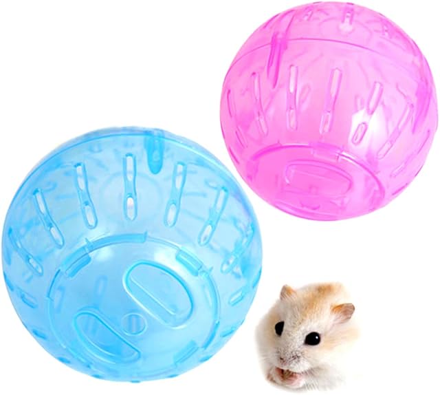 Hamster Ball,RoadLoo 2Pcs Hamster Exercise Wheel Mini Jogging Running Ball Plastic Pet Rodent Mice Jogging Ball Toy Small Animal Pet Exercise for Relieves Boredom and Increases Activity