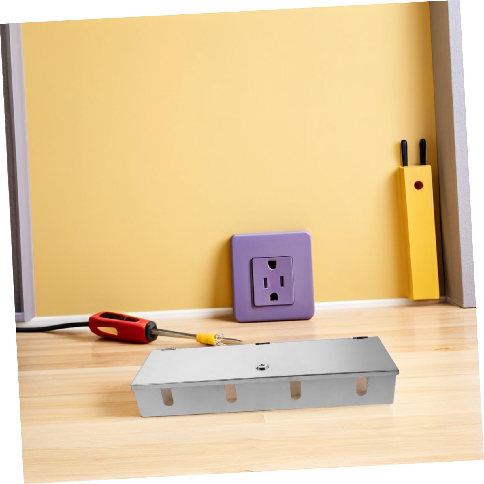 Tofficu Copertura per Prese Elettriche in Acciaio Inossidabile con Design Salvaspazio, Protezione Antimanomissione per Uso Industriale e Commerciale