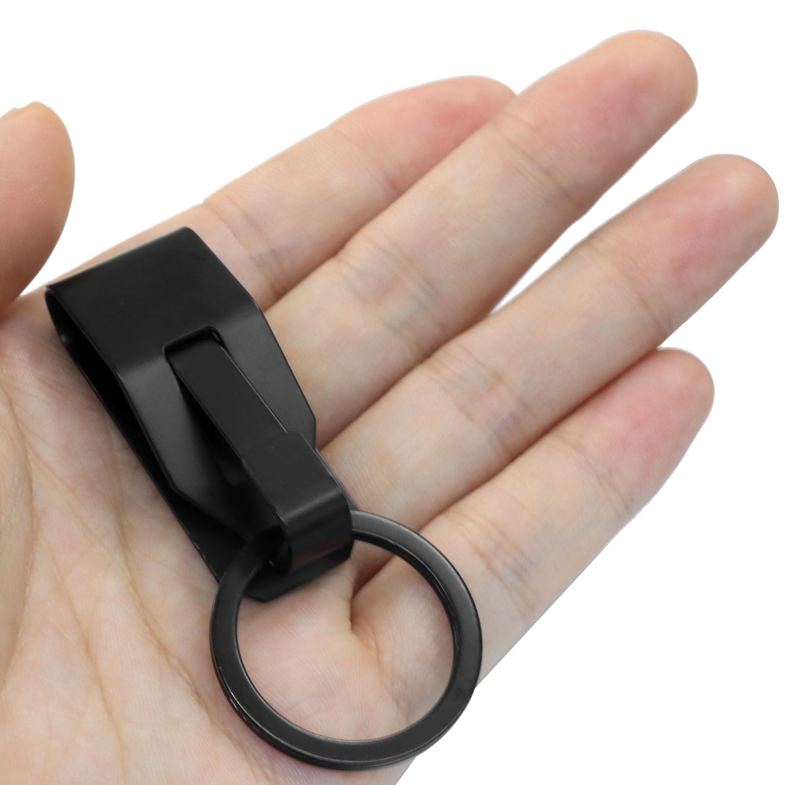 4 clips negros para llaves de cinturón, llavero de seguridad de metal, llavero de clip para coche, hogar, oficina, hombres y mujeres