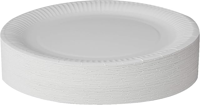 Paper Plates 23cm - Pack of 100 9inch Paper Plates, Disposable Plates, Party Plates