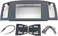 Vista 1 de Kit de instalación de tablero de bisel estéreo de navegación doble DIN con arnés de cableado estándar y adaptador de antena, color gris, compatible