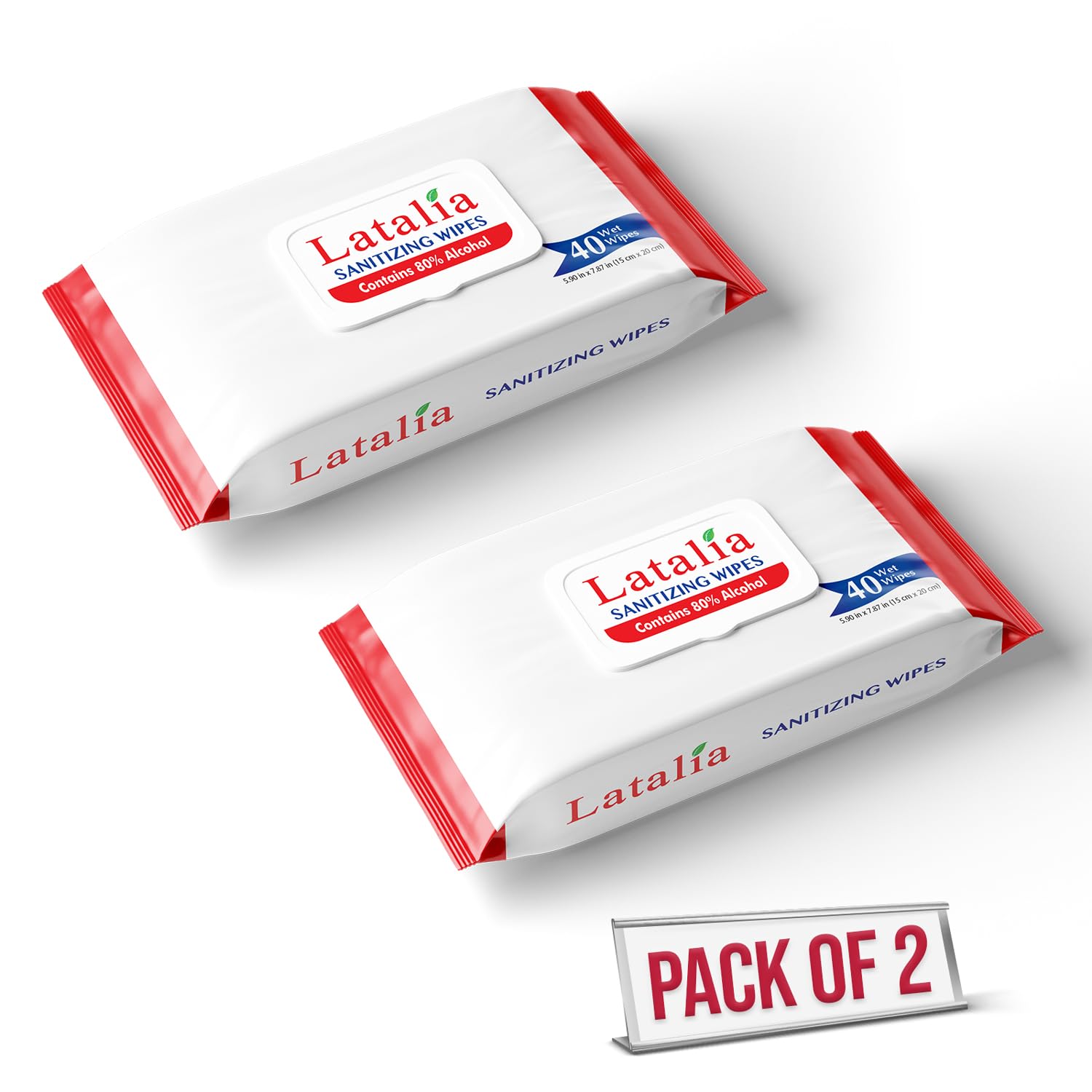 Latalia Hand Wipes Pack of 2 80 Alcohol Hand Sanitizer Wipes for Hands Face Moisturizing Gentle Convenient and