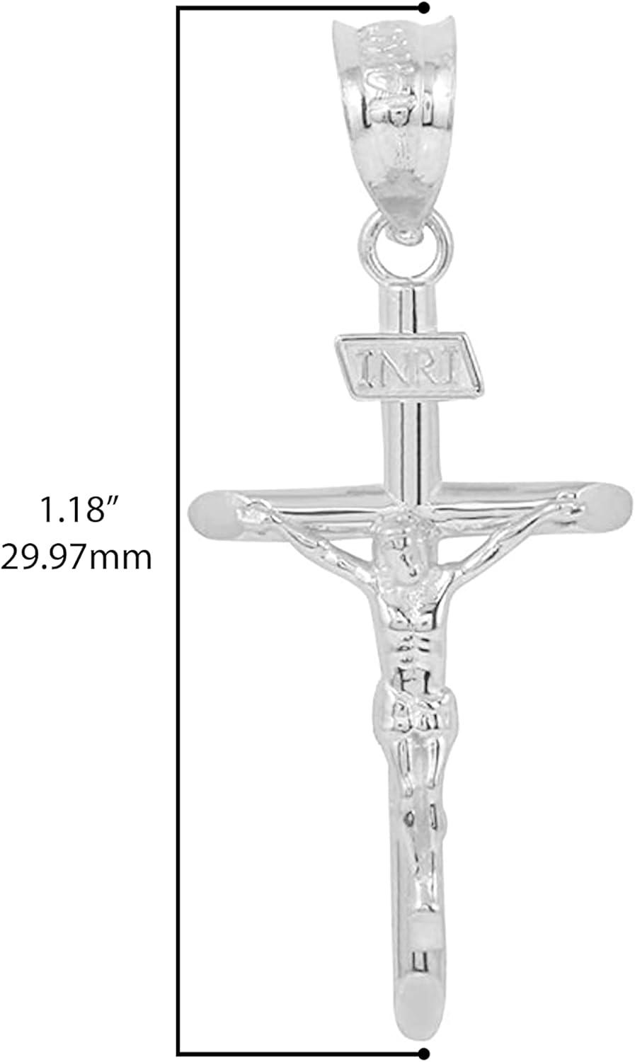 Religious Jewelry by FDJ .925 Sterling Silver 1.18" INRI Crucifix Cross Pendant - Image 3