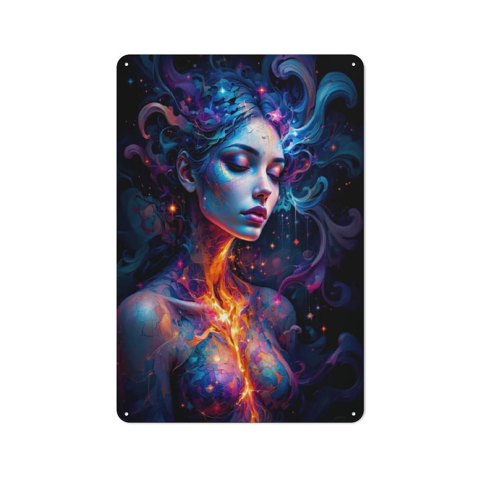 Junmoney Style-8 Bistro Style Cosmic Flame Woman Tin Wall Sign 30X20cm, Shop Wall Decor For Takeaway, Bar, Kitchen Or Counter Area