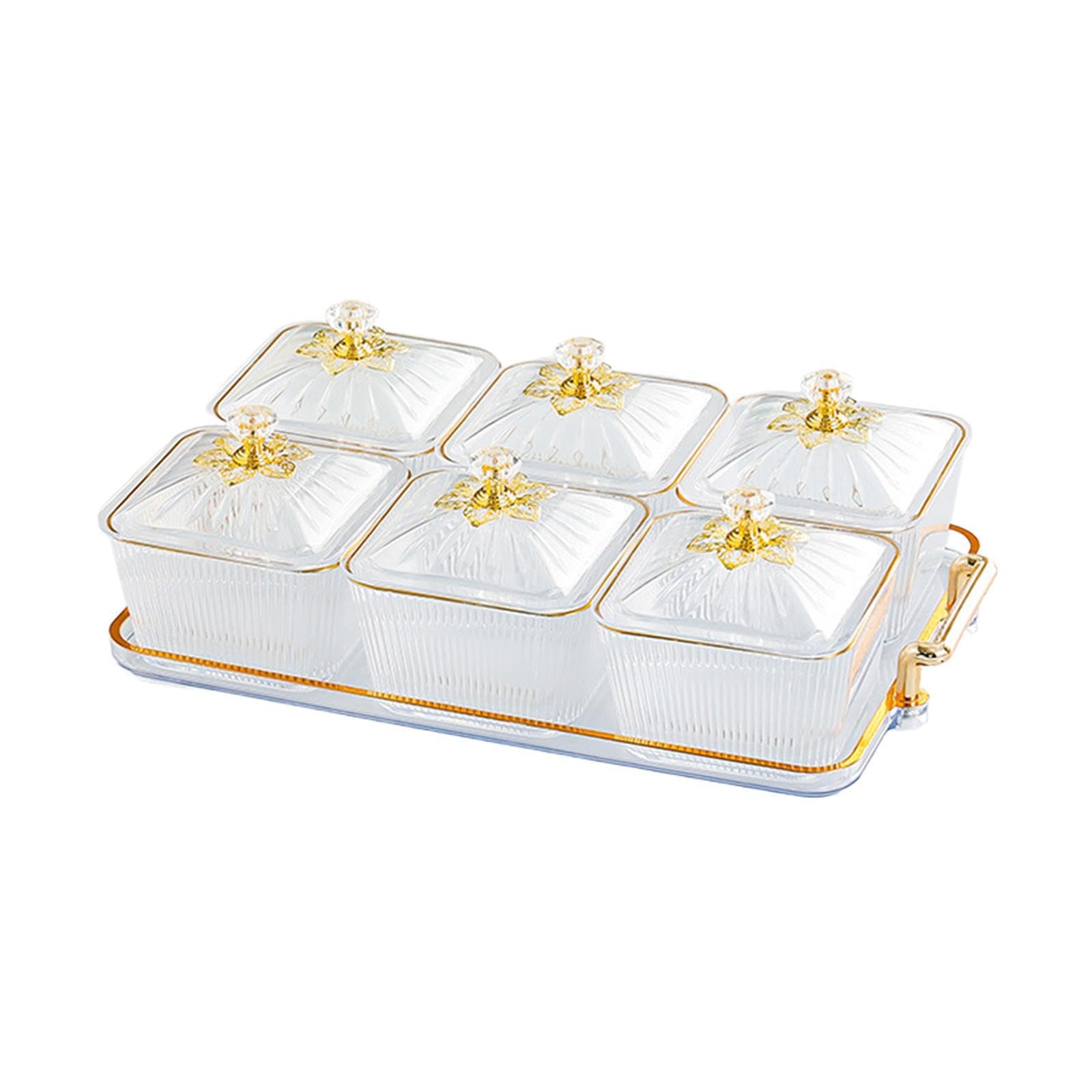 PIXZCSA Appetizer Serving Tray With Stand Gourmet Experience Enjoy Dried Fruit Multi Compartments With Lids Divided Serving Dishes Are Made Of Pp Fruit