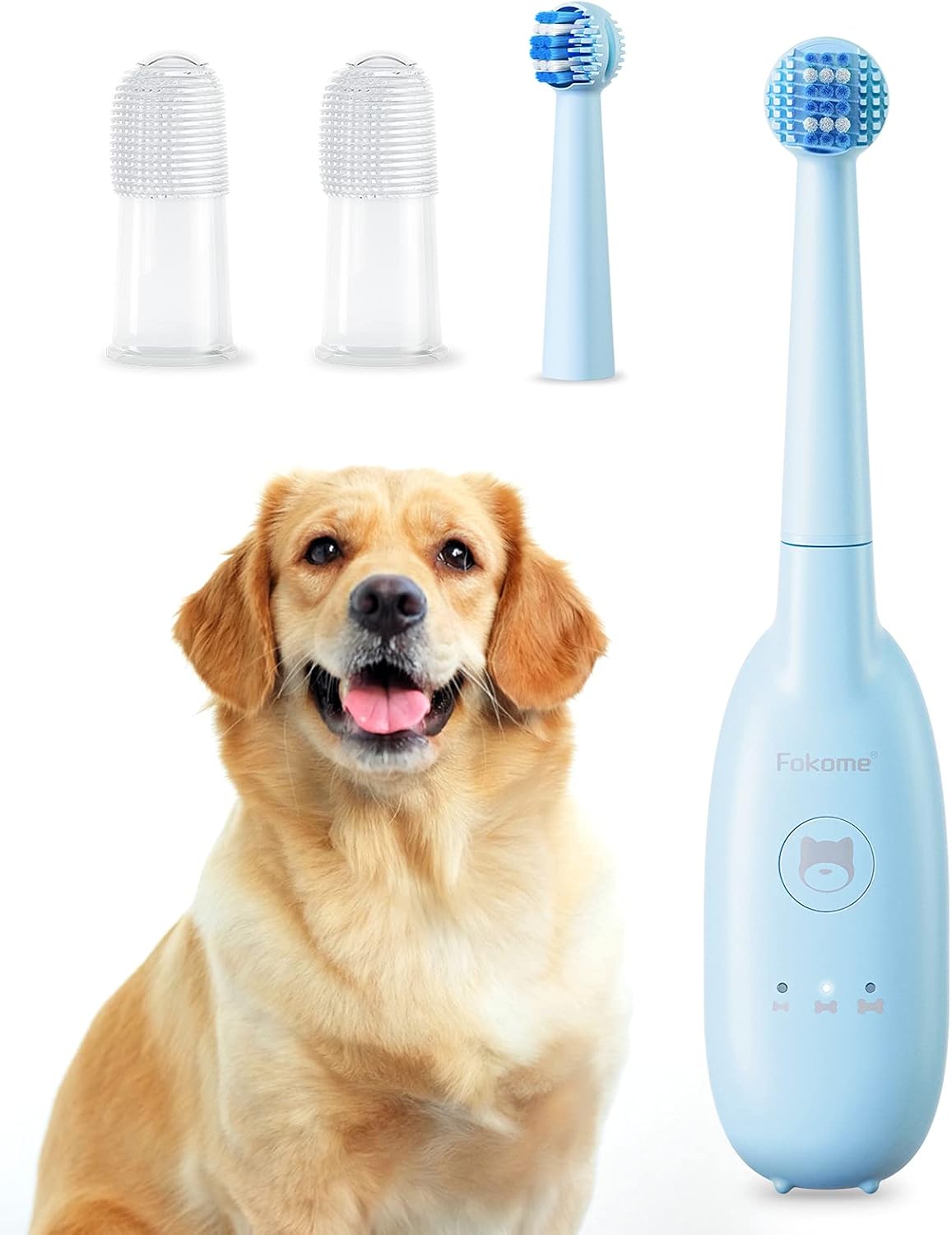 Dog Electric Toothbrush, Pet Toothbrush with 3 Modes, 2 Soft Finger Brushes 1 Replacement Head, Easy Teeth Cleaning Perfect for M&L Size Dog, Pet Dental Care Kit, Addition Bad Breath Tartar, BPA Free : Pet Supplies