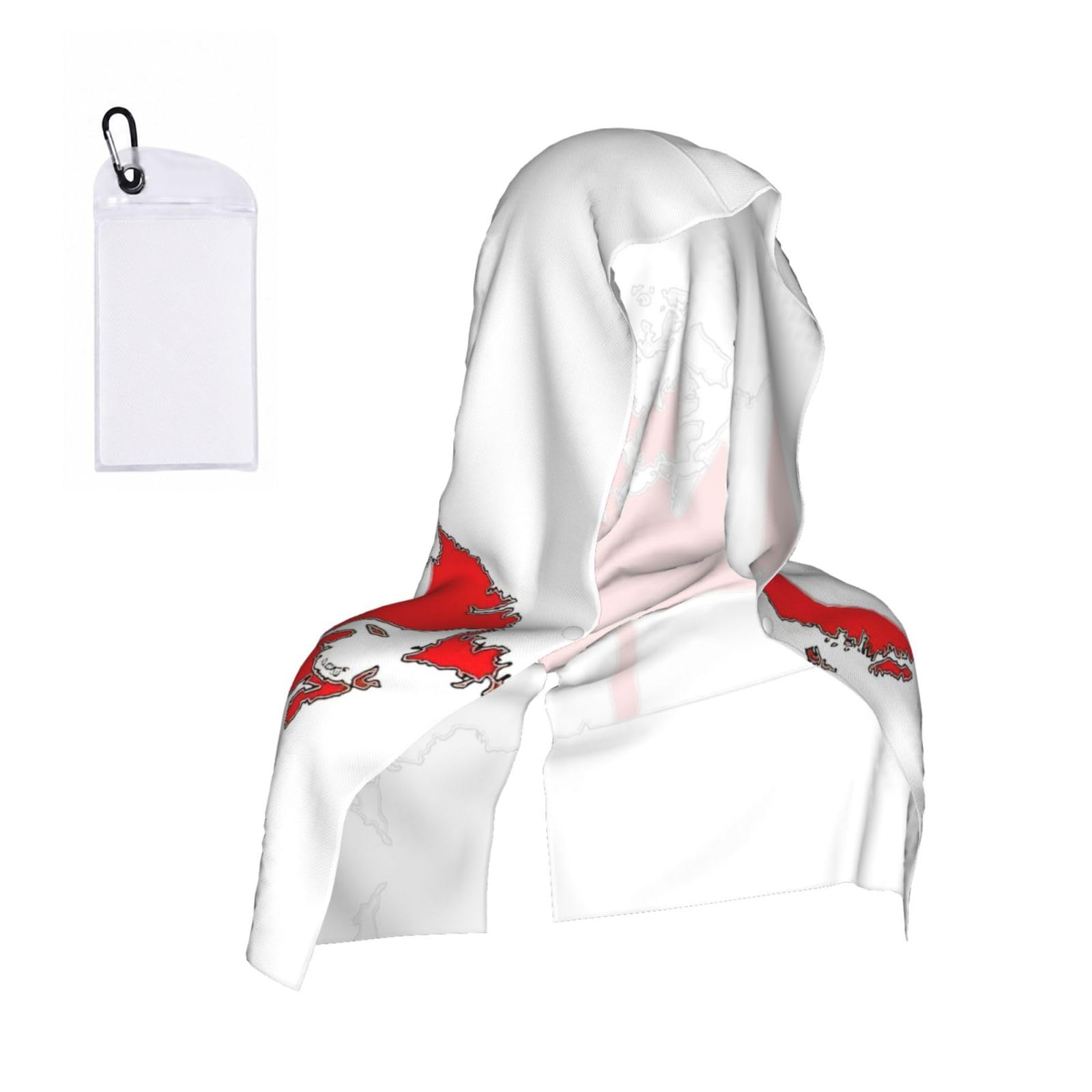 DUWAA Canadian Flag Map Print Cooling Hooded Sports Towel, 30×60cm Quick Drying Summer Cool Head Wrap For Neck And Face