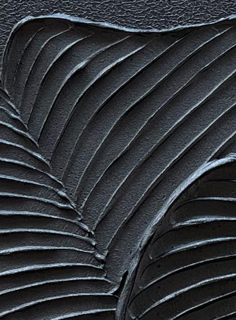 NANKAI Art Hand-Painted Black Leaf Texture Abstract Art Contemporary Minimalist Canvas Oil Painting, Home Living Room Corridor Wall Decoration Art, 24x24 inches by NANKAI - Used condition - Image 2