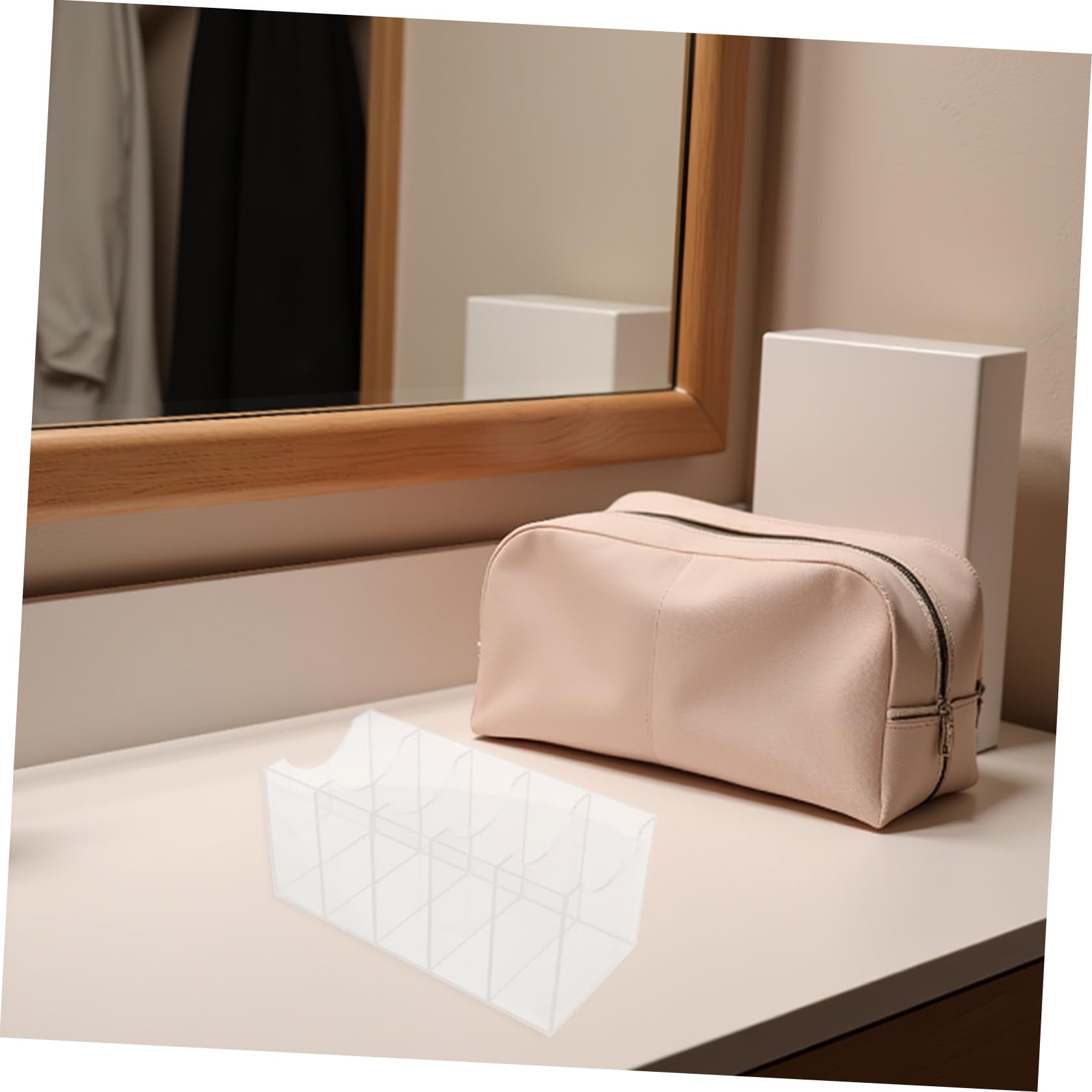 PRETYZOOM Pezzi Organizer Porta a 2 Acrilico, Scatola Trasparente 5 Scomparti Display Antipolvere Salvaspazio, per Cintura e Cinture Armadio e Cassetto, per Cinture e Cravatte