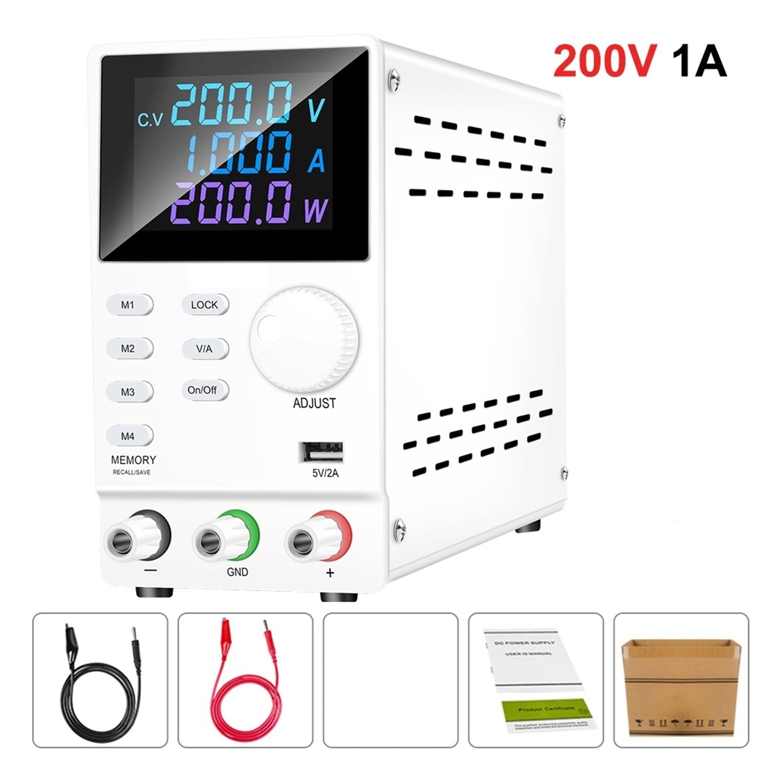 Zasilacz regulowany liniowo, Programowalna funkcja pamięci laboratoryjnej DC Stabilizowany napięcie Stabilizowane zasilacze Stabilizator prądu przełączającego(200V 1A White)