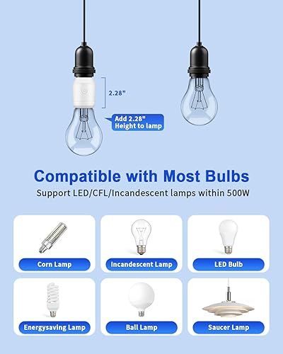 Miniatura 8 de Enchufe de luz de control remoto con WiFi (solo 2.4G), WiFi inteligente y Bluetooth y adaptador de bombilla RF433 E26 E27 e interruptor de pared