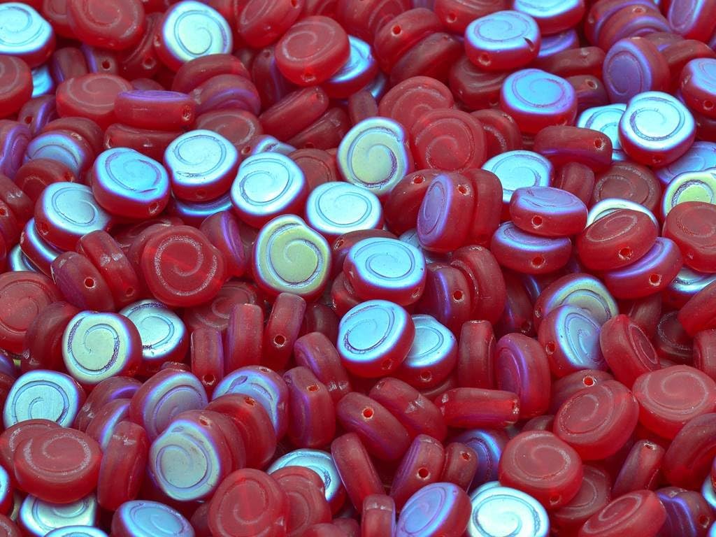 15pcs Spiral Snail Pressed Beads, Chalk White 54570 (03000-54570), Glass, Czech Republic (0.35 x 0.31 inches)