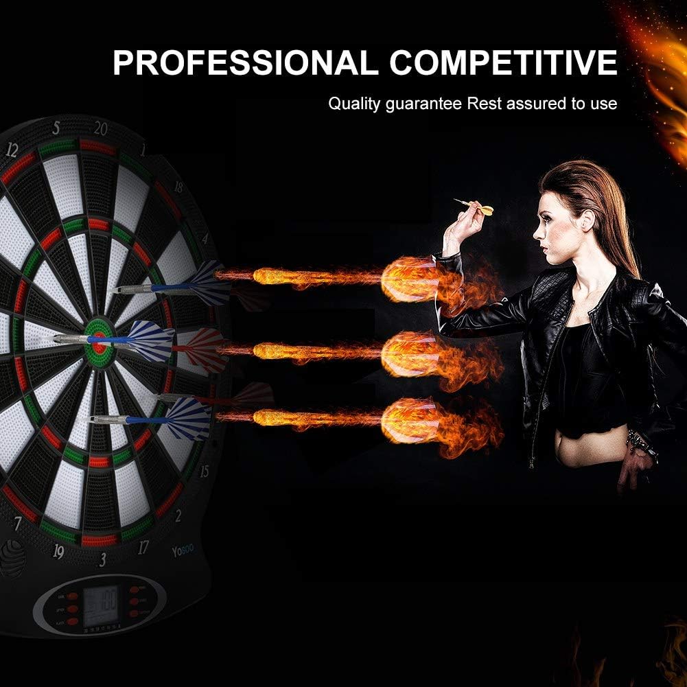 Keenso Electronic Dartboard,15 Inch Electronic Dart Target Professional Electronic Hanging Dartboard LCD Scoring Indicator Dart Game with 6 pcs Darts : Sports & Outdoors