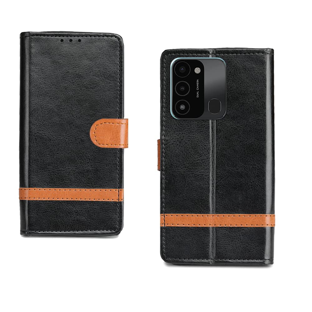 Inktree Tecno Spark 8C Flip Cover I with Card Pockets | Wallet Stand |Complete Protection Designer Flip Case for Tecno Spark 8C - Black with Stripe (B0B6SYY7HH) Amazon Price History, Amazon Price Tracker
