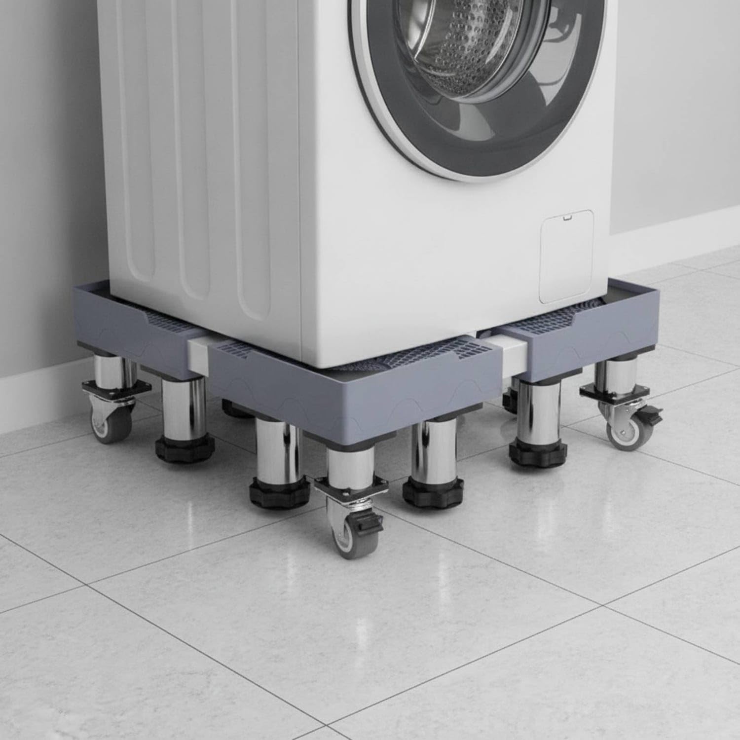 Mobile Washing Machine Stand with Wheels Heavy Duty Refrigerator Stand with Wheels Non Slip Washing Machine Base Low-Height for Laundry Room, Kitchen, 20CM, 8 Legs 4 Wheels-image-6
